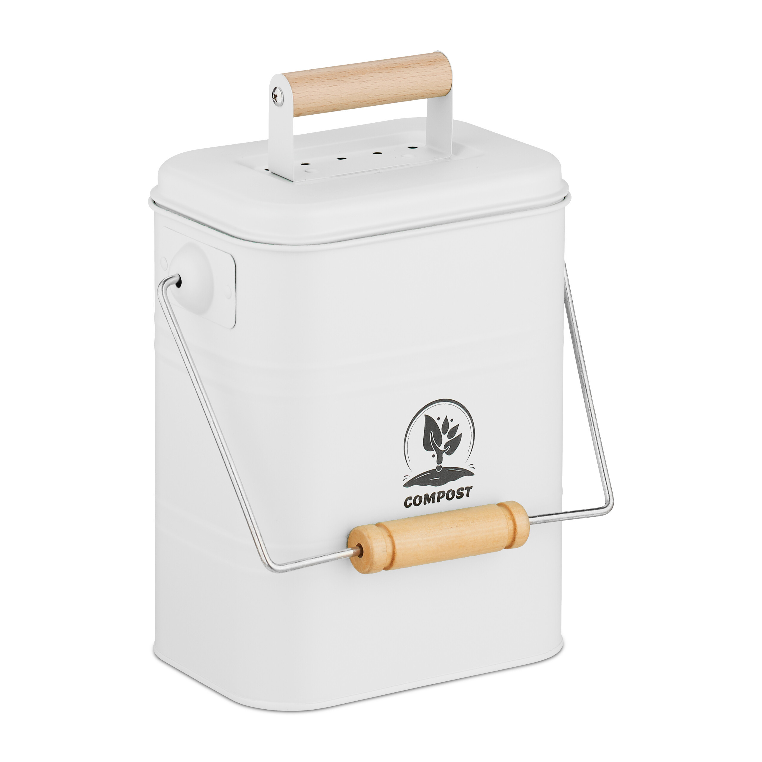 Kitchen Compost Bin In White - 3.5