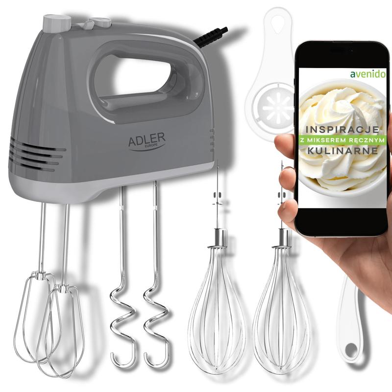 TEMU Hand Mixer 750w Stainless Steel Sus304 Super Long 21 Cm Accessories 5 With Turbo And Functions For , Whipping Cream, And Mixing Ingredients