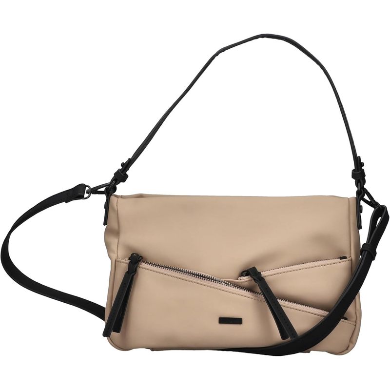Chic Beige Shoulder Bag for Women, Durable Synthetic Material, Secure Zipper Closure, Versatile Everyday Handbag, Stylish Accessory