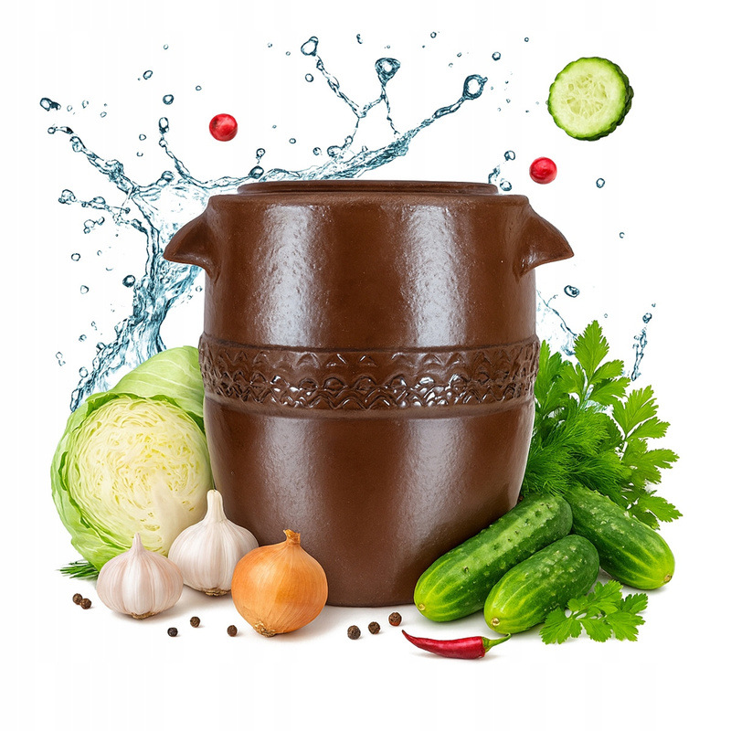 Traditional 30 L Stone Jar Brown With Lid