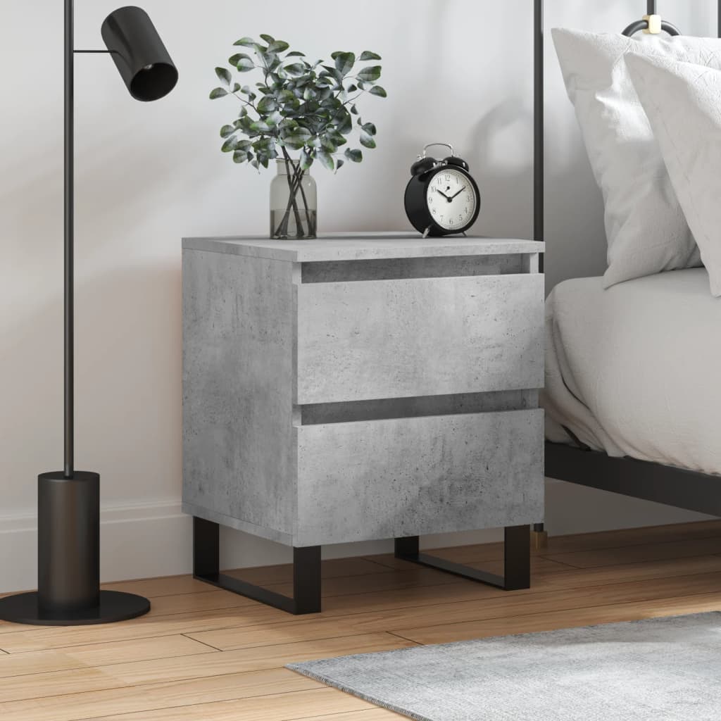 Image of Vidaxl Nightstand, Bedside Cabinet With Storage Space, Dresser For Bedroom, Nightstand Side Table Storage Night Cabinet, Concrete Gray Wood Material