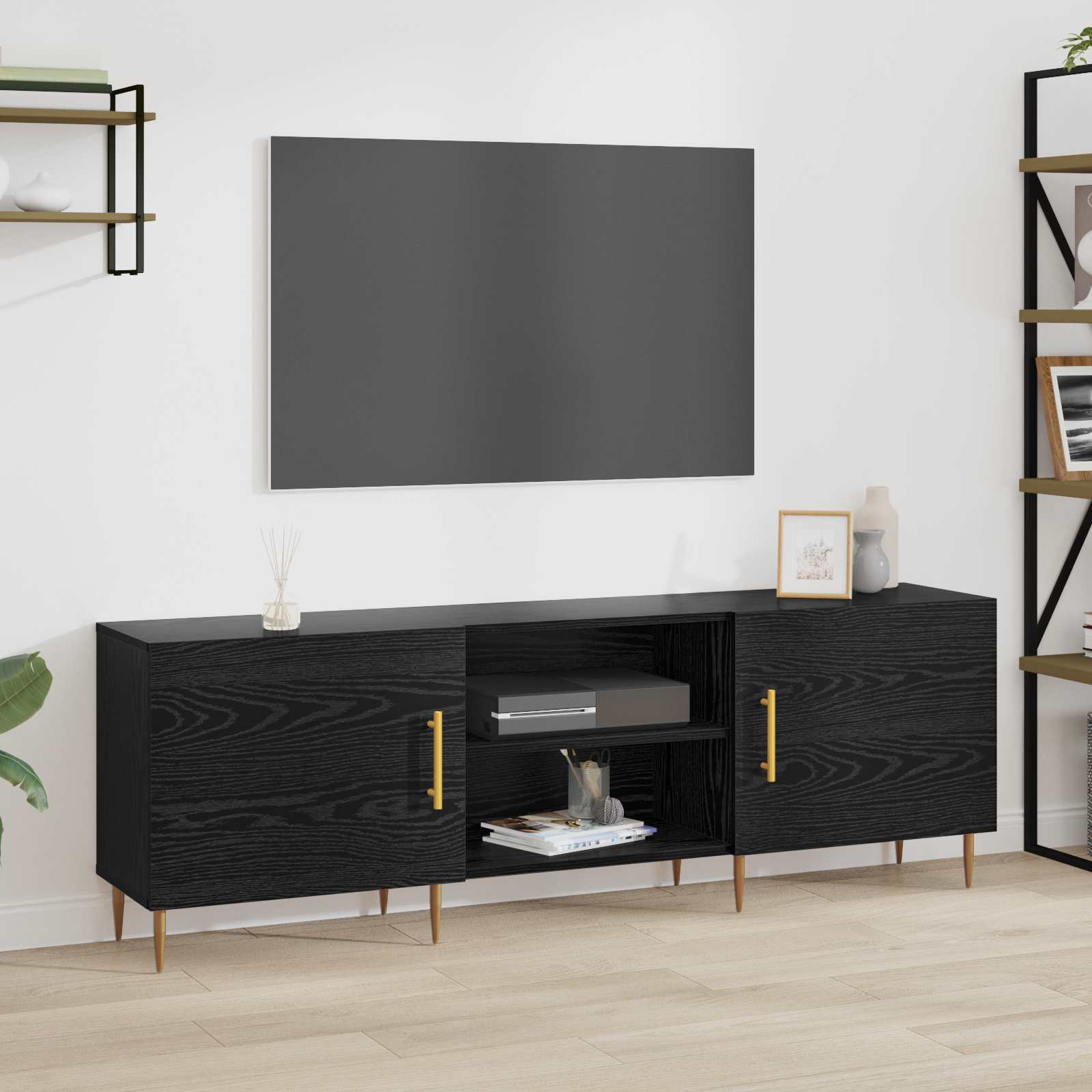 Tv Cabinet 150 X 30 X 50 Oak- Material, Cabinet, Rectangular Tv Stand, Stylish Low-profile, Compact Wood Unit
