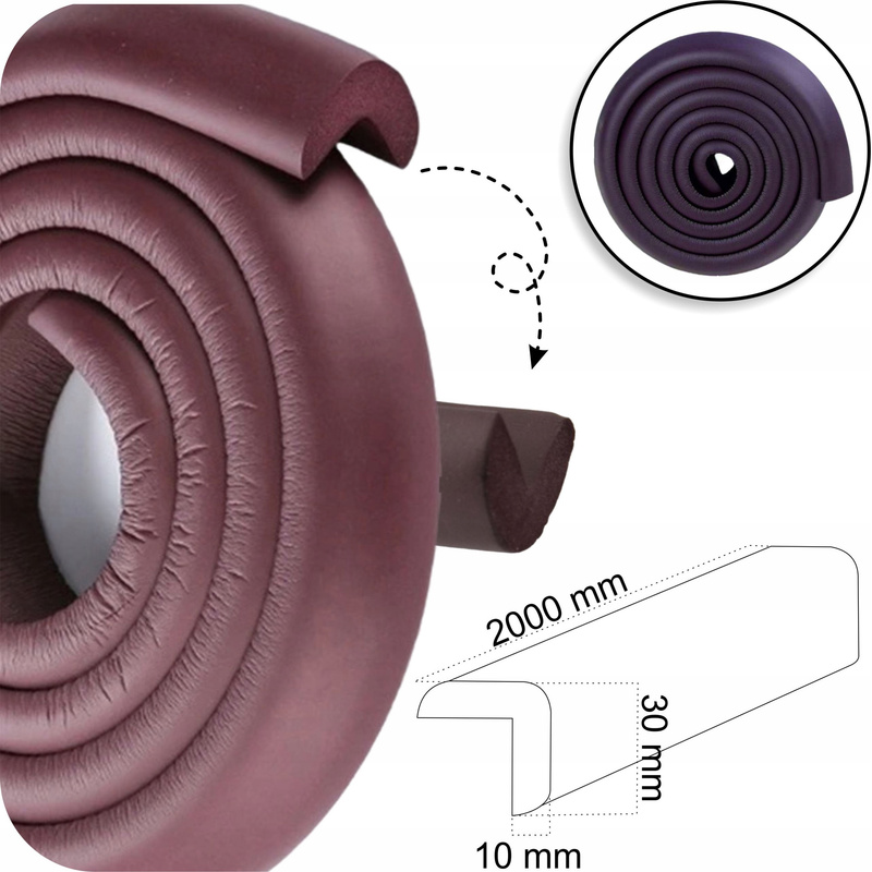 Pjenasta zaštitna traka za rubove - 400 cm smeđa sigurnosna podloga za kutove namještaja, stolove, stolice, radne stolove - zaštita za djecu, jednostavna montaža, mekana apsorpcija udaraca