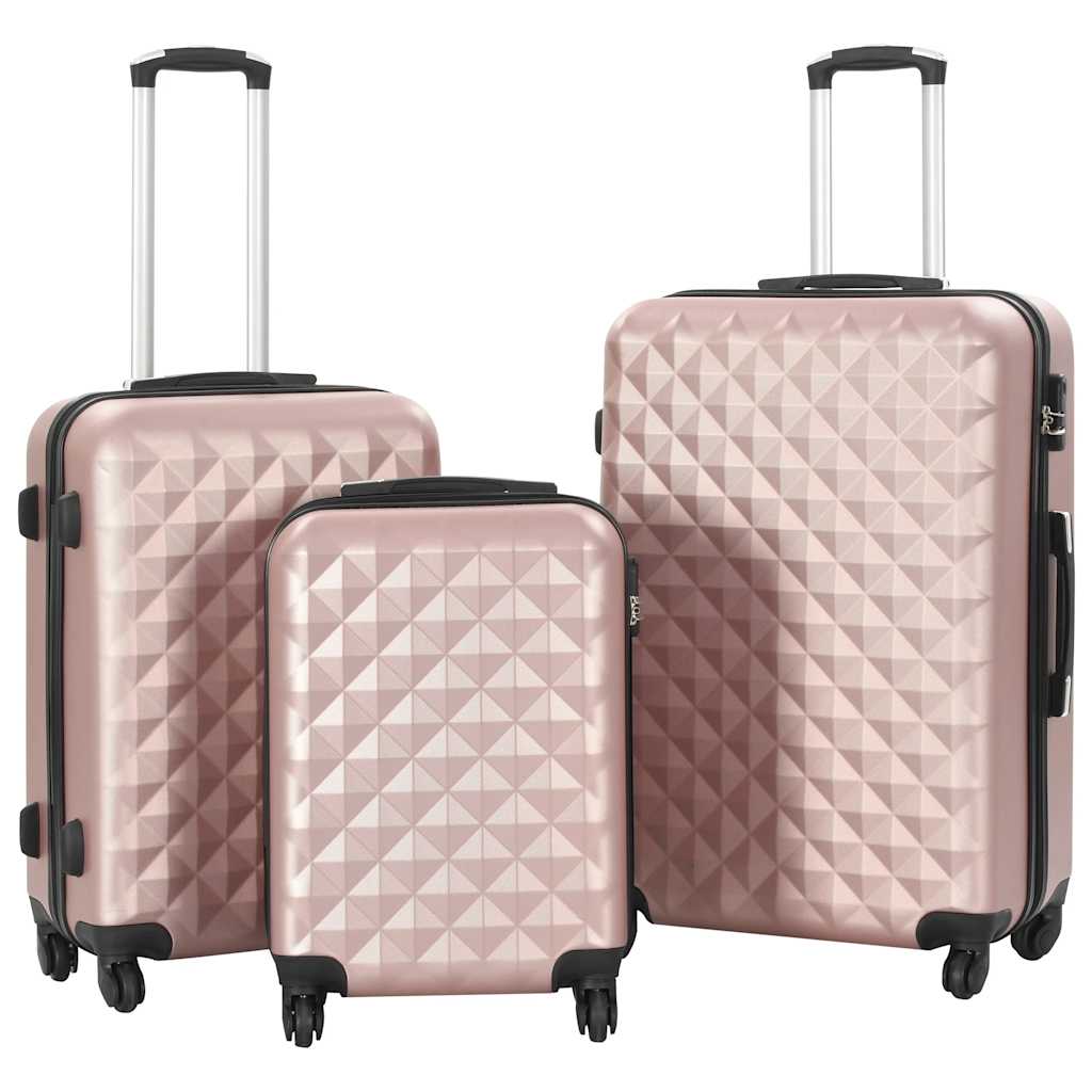 Image of 3-piece Hardshell Luggage Set, Carry-on Suitcase, Rolling Suitcase, Travel Suitcase, Hardshell Trolley Set, Business Travel, Rose Gold Abs, 4 Wheels