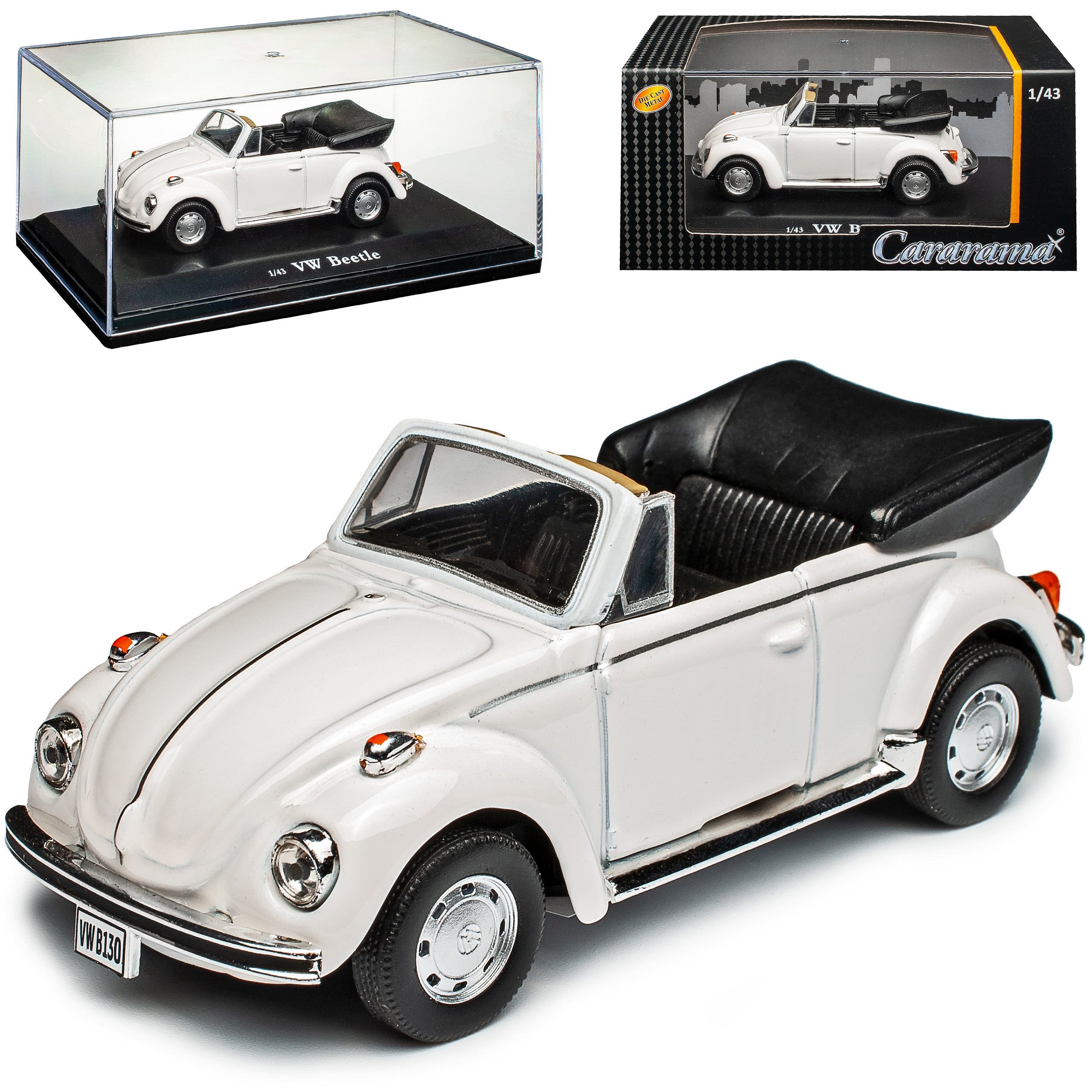 Vw 1303 White 1972-1975 With Base Case 1/43 Cararama Model Car