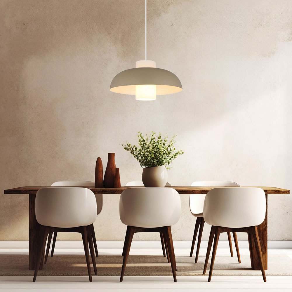 Image of Pendant Lamp Hanging Lamp Sand-colored Dining Table Lamp Kitchen Lamp, Opal Glass, 1x E27, Dxh 38 X 120 Cm