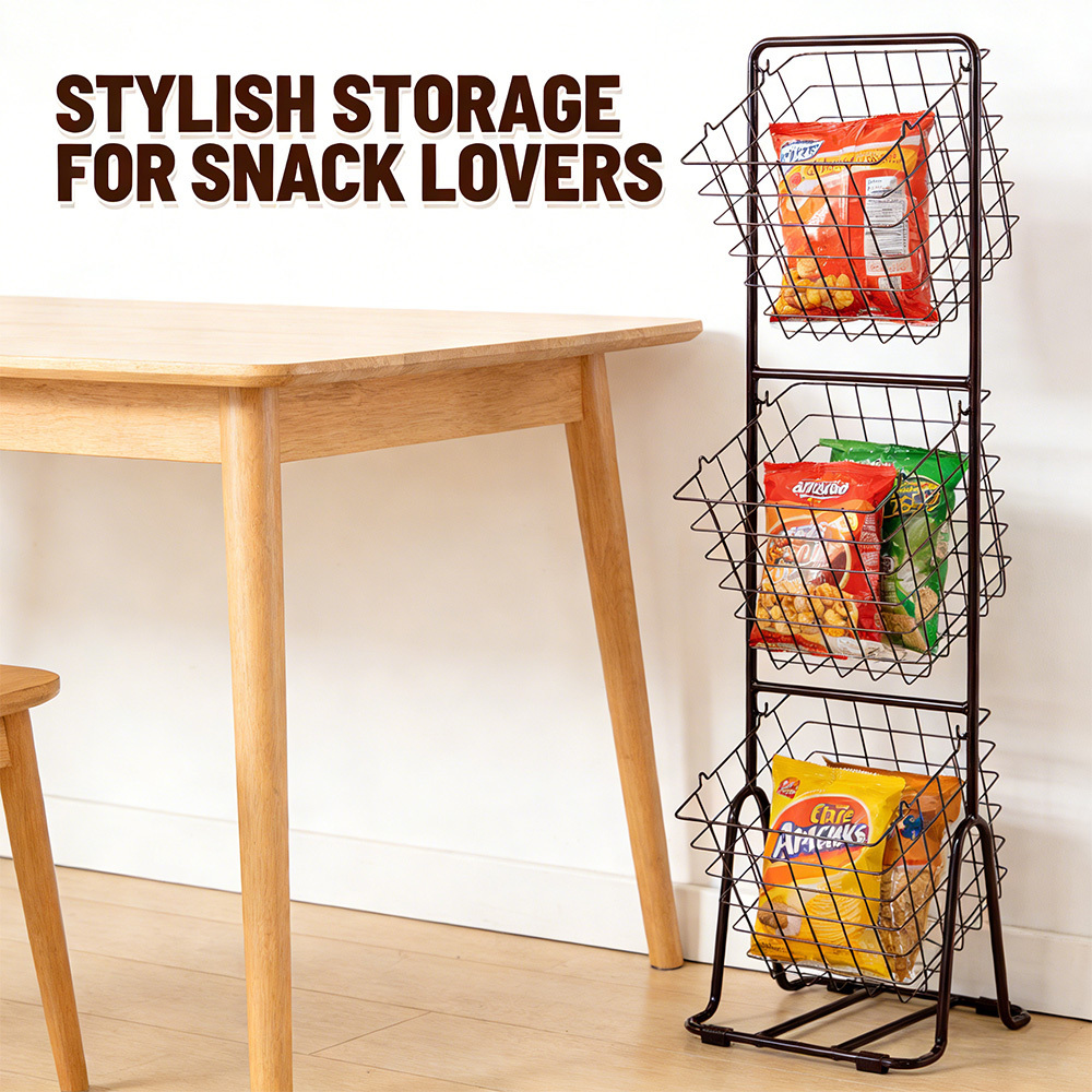 Multi-Tiered Snack Storage Basket, Kitchen Organizer