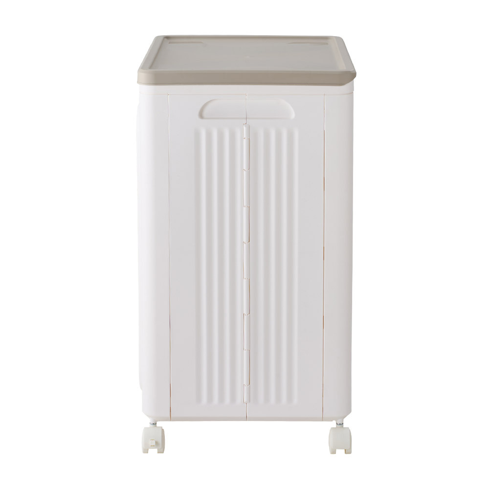 Collapsible Plastic Storage Bin with Dual Access Doors and Wheels