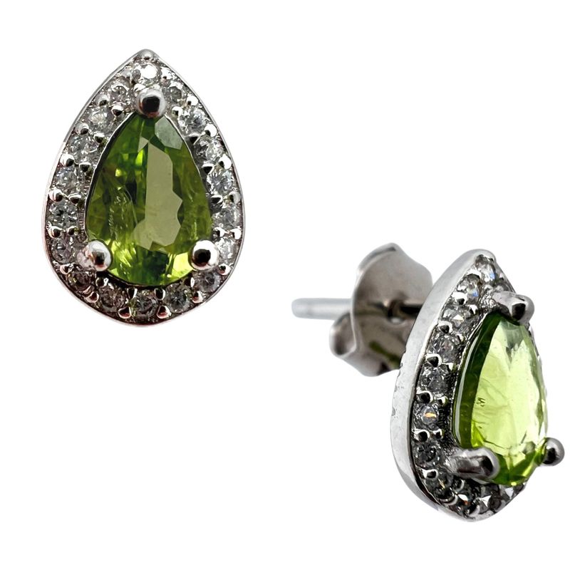 Elegant Ladies' Silver Earrings Peridot 925
