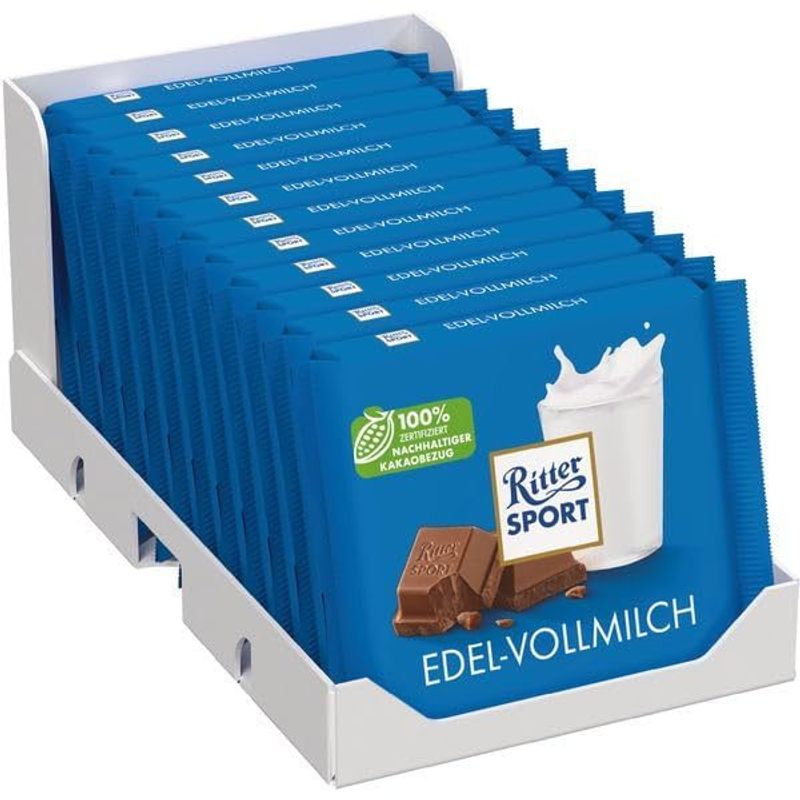 12 Ritter Sport Noble-full Milk Chocolate Bars 100g (12x100g)