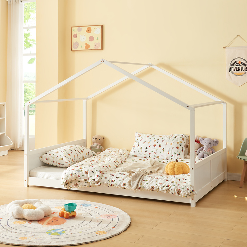 House Bed Pine Wood White