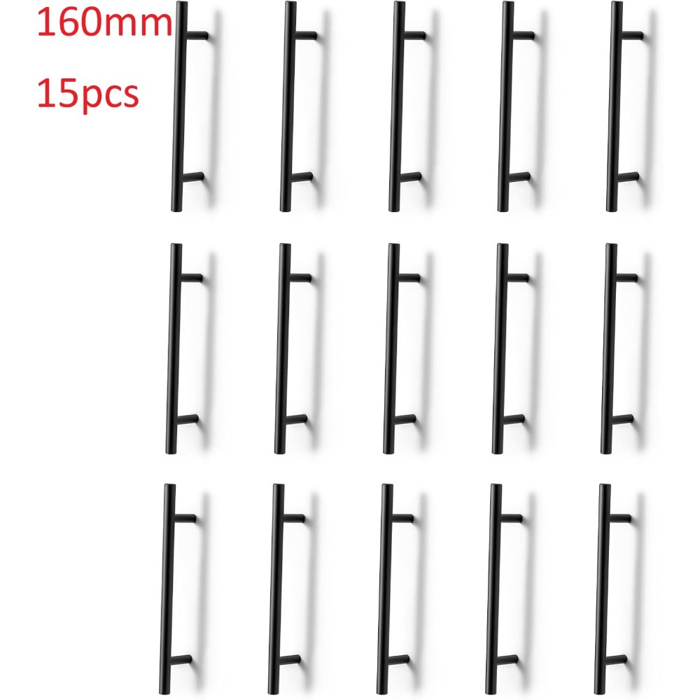 15 Pack Black & Silvery Cabinet Handles, Modern & Bathroom Cabinet Pulls, Durable Metal Hardware, With Screws, 160mm Hole Center, Home Furniture Upgrade