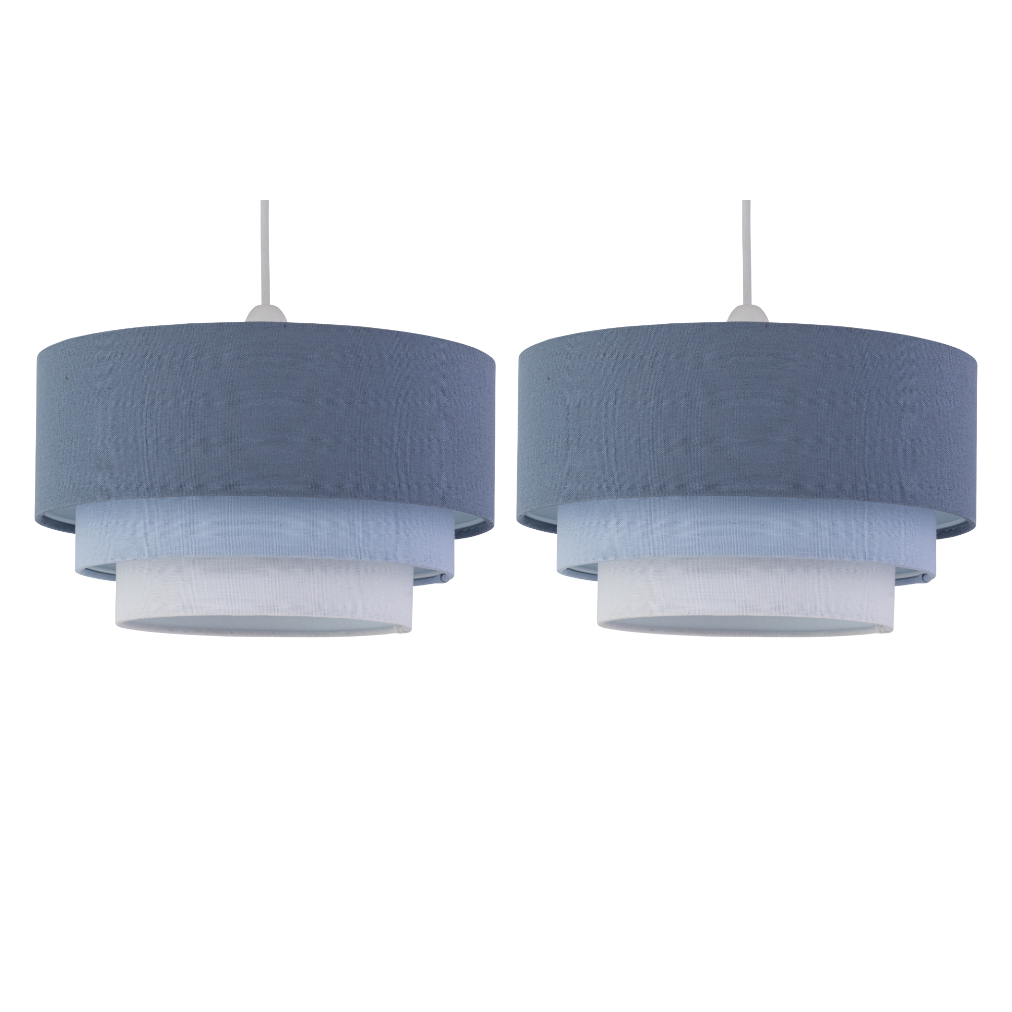 TEMU Set Of 2 Gabi Blue Ombre Linen 3 Tier Ceiling Light Shades
