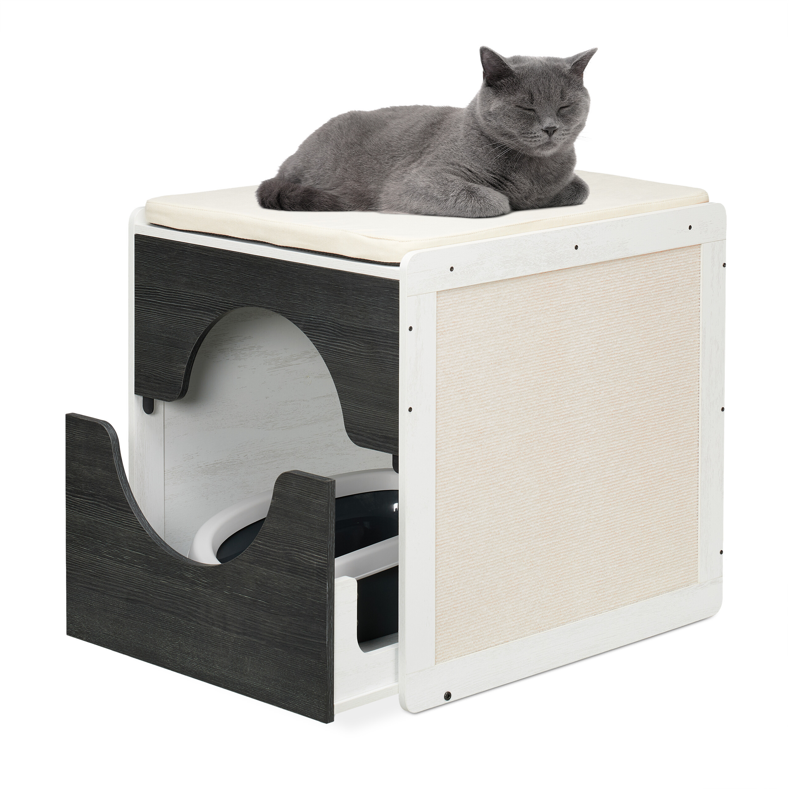 Cat Cabinet In White/gray - (w)50 X (h)57 X (d)60 Cm