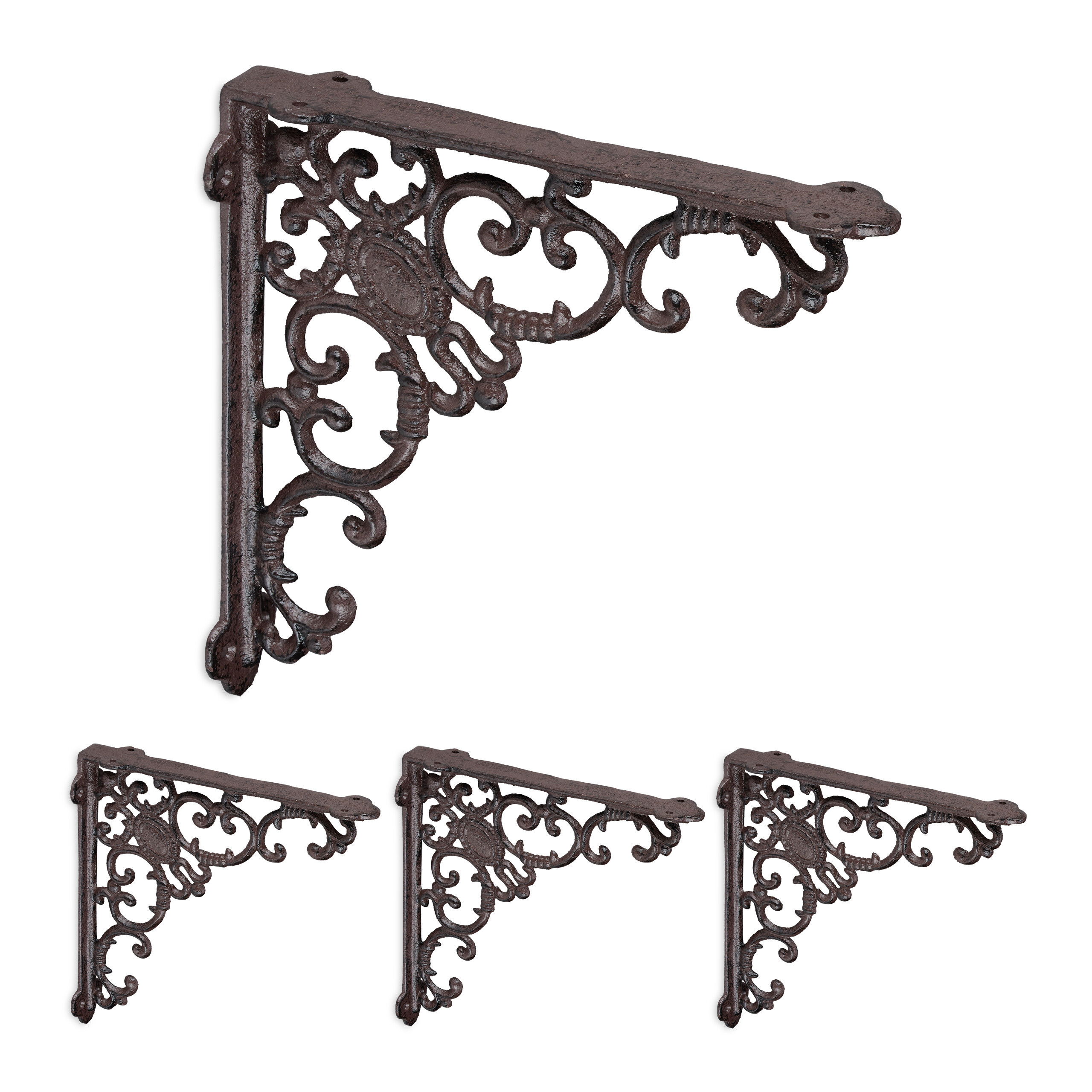 4 X Shelf Brackets In Brown