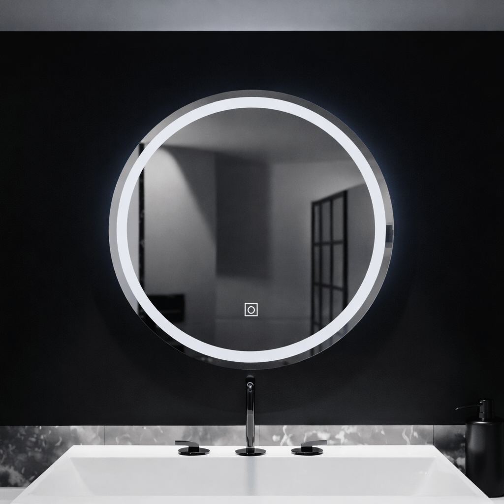 TEMU Specchio LED con Garanzia 2 Anni, 50 cm, Basic Touch, Diametro 50 cm, 6000K , Materiale in Vetro, di Illuminazione , Tipo di Interruttore Touch,