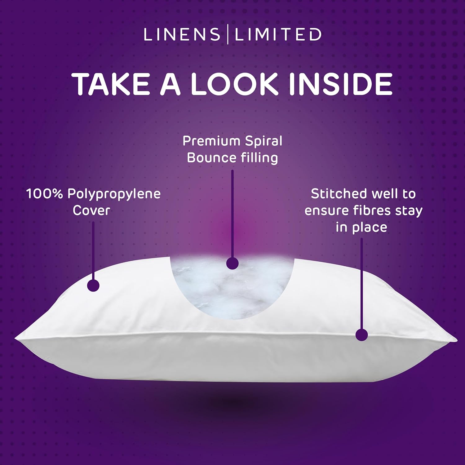 Soft Firm Orthopedic Support Pillow, Hypoallergenic Hollowfibre Bed Pillow, Made in the UK, Machine Washable White