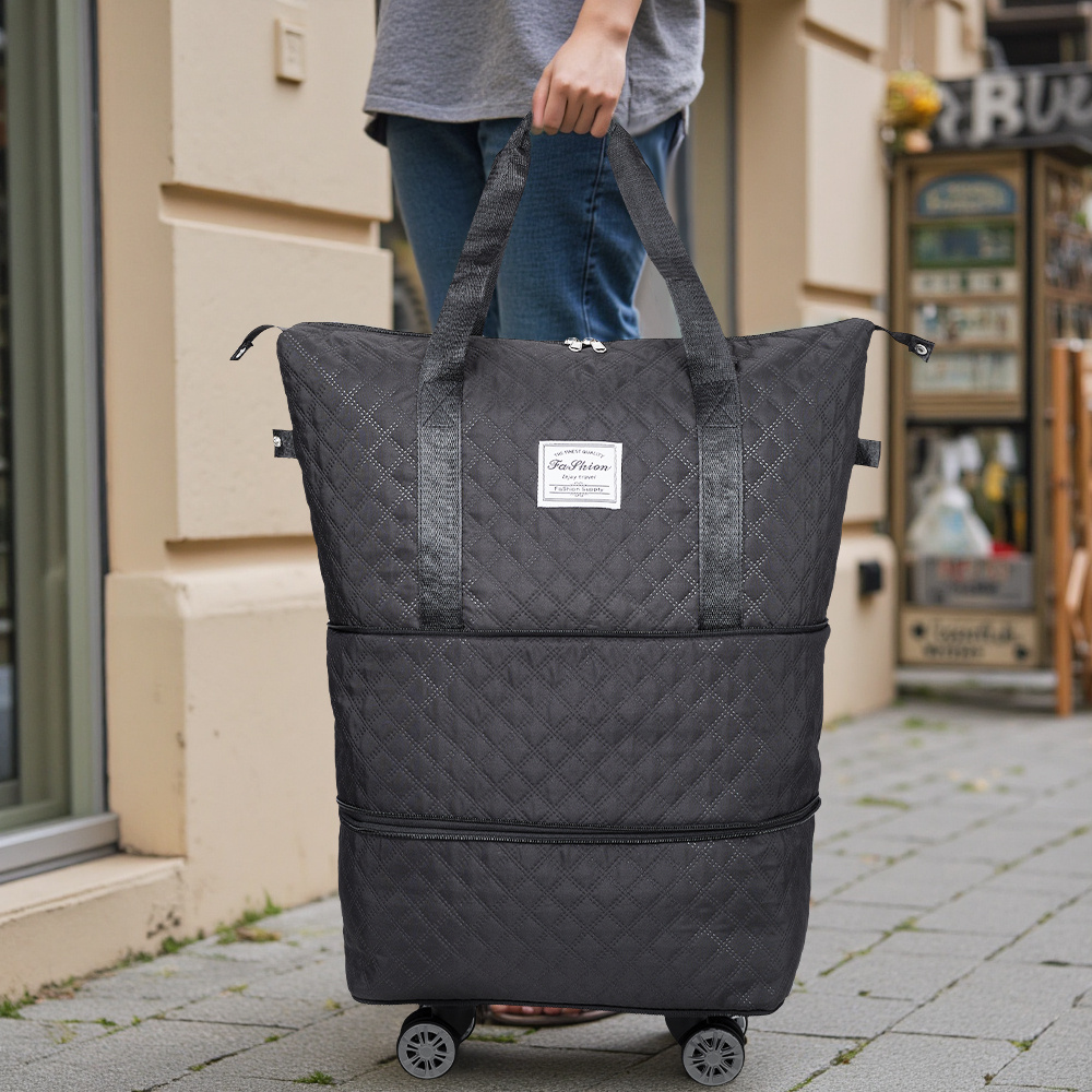 TEMU Large Capacity Foldable Travel Bag, Expandable Multifunctional Luggage With Removable Wheels, Universal Wheel Sports And Fitness Bag For Moving