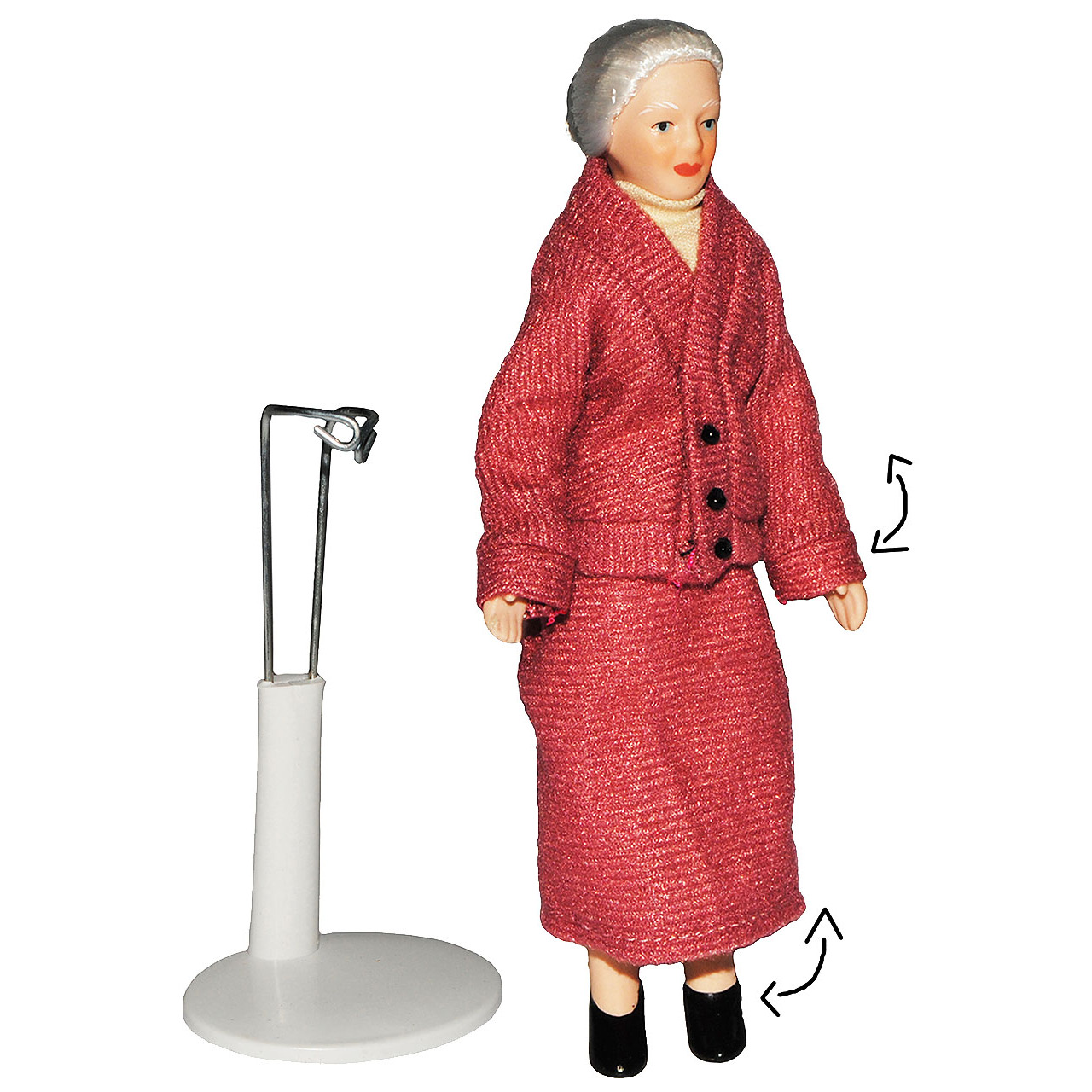 Grandma / - Doll For Dollhouse - Scale 1:12 - Porcelain With Real Hair & . Stand - Bendy Doll Family Bendy Doll Nostalgia ...