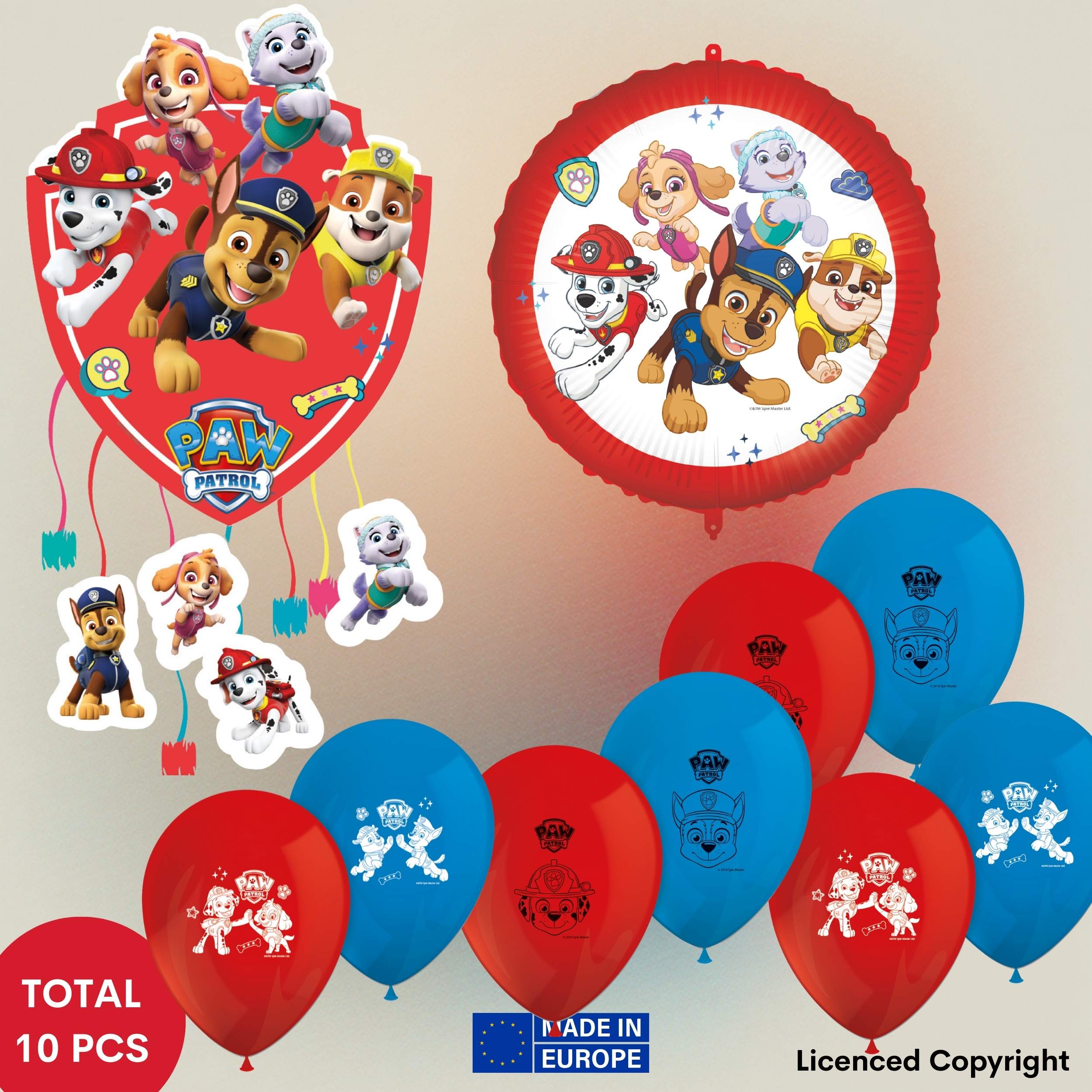 TEMU 10-piece "" Party Set - Includes 8 Colorful Balloons (30 Cm), 1 Foil Balloon (46 Cm) With Straw, String & Weight, And 1 Piñata For Fun Playtime.