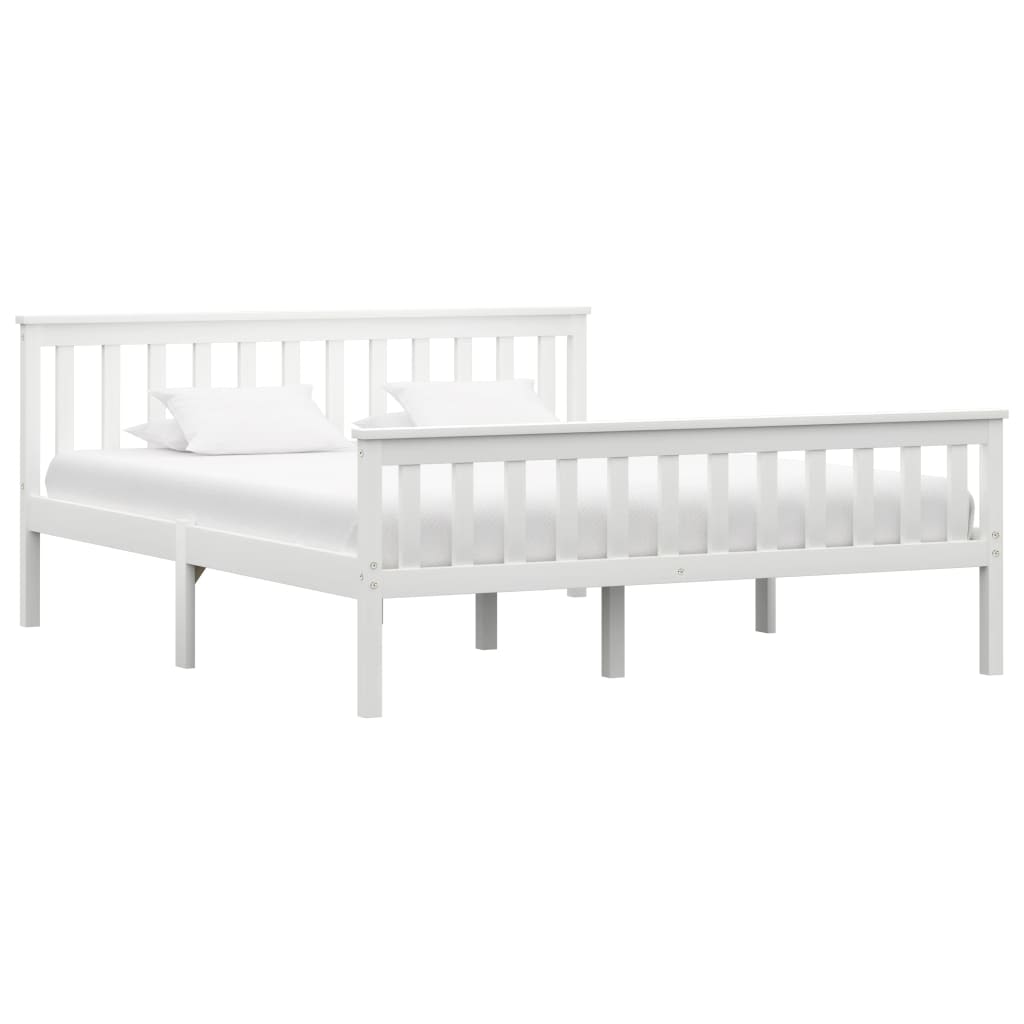 Vidaxl Solid Wood Bed Frame Bed Solid Wood Bed Wooden Bed Pine Wood Double Bed Futon Bed Frame Slatted Bed Frame Bedroom Light Wood 160x200 Cm