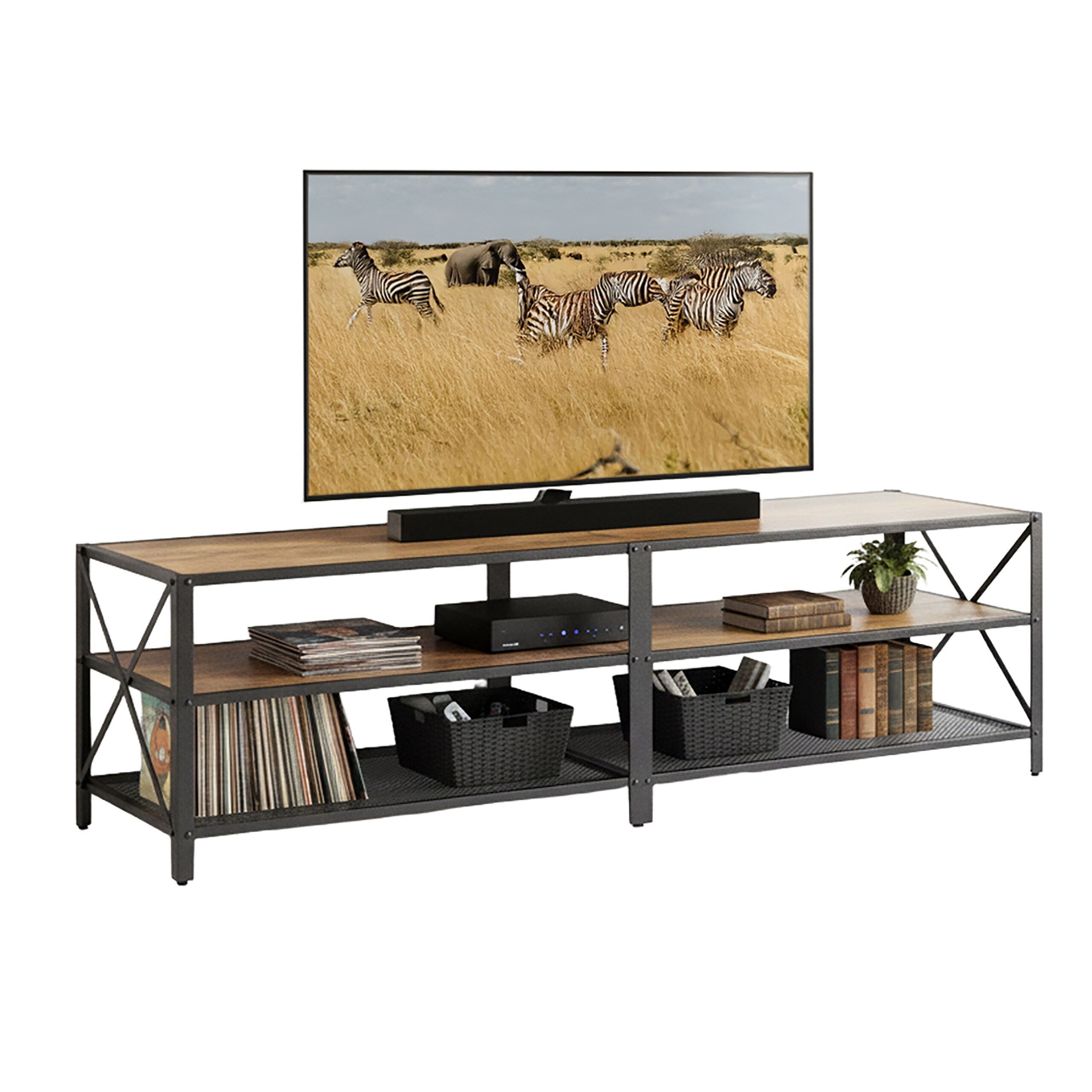 Tv Lowboard In Brown/ Black - (w)180 X (h)52 X (d)39 Cm