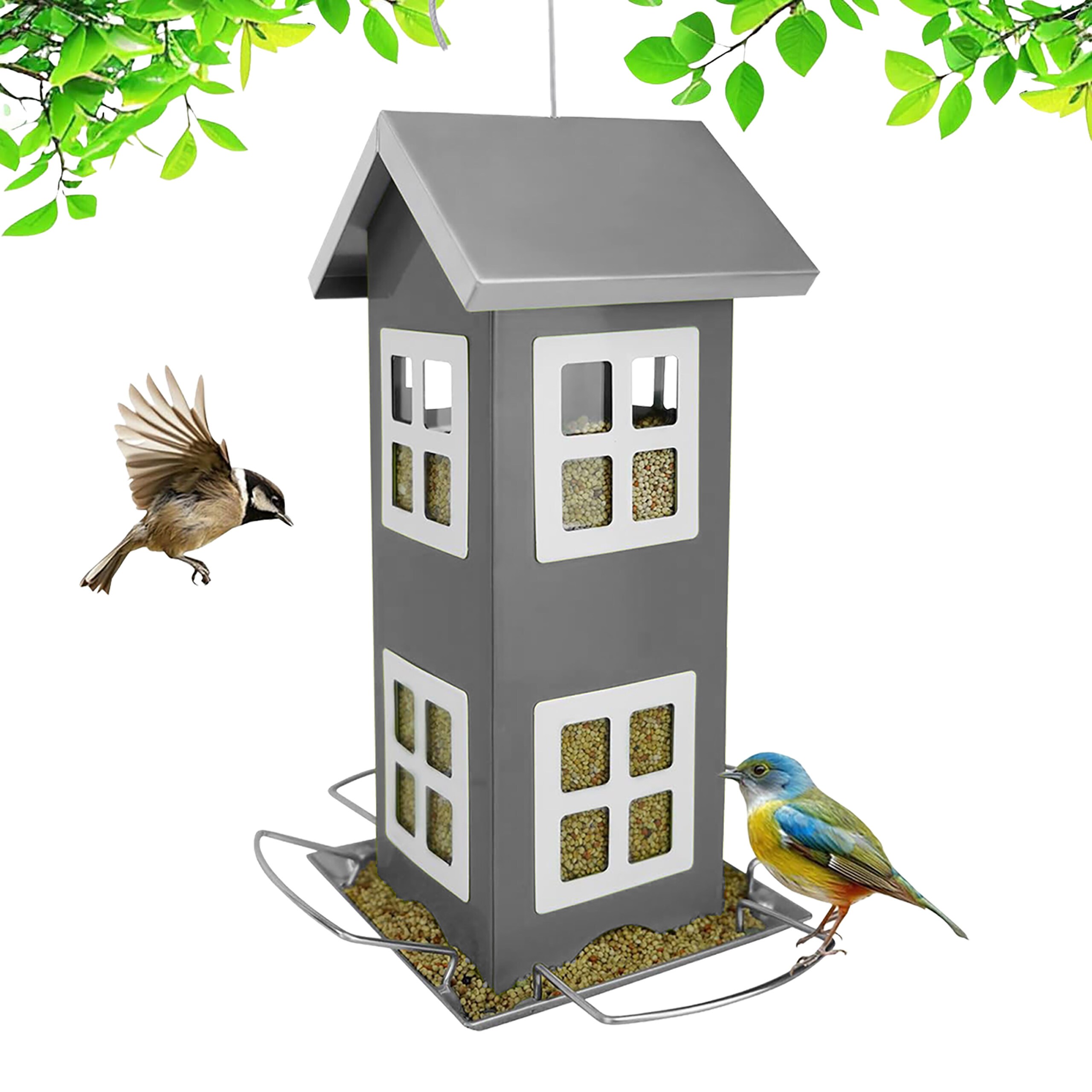 Gray Birdhouse - (w)12 X (h)26 X (d)12 Cm