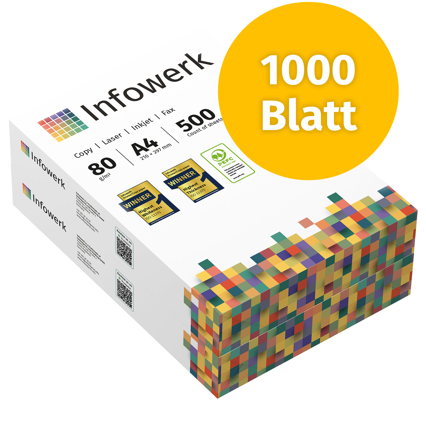 Printer Paper Copier Paper 1000 Sheets 2 X 500 A4 80g Pefc Certified