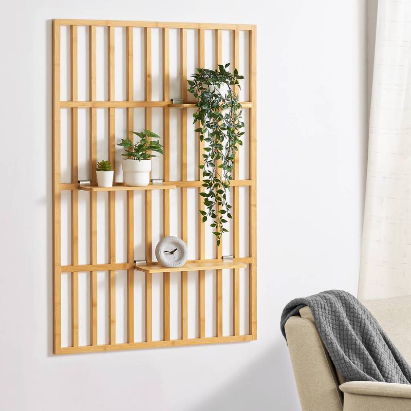 Wall Shelf Rustic Bamboo Panel 120x80x13cm