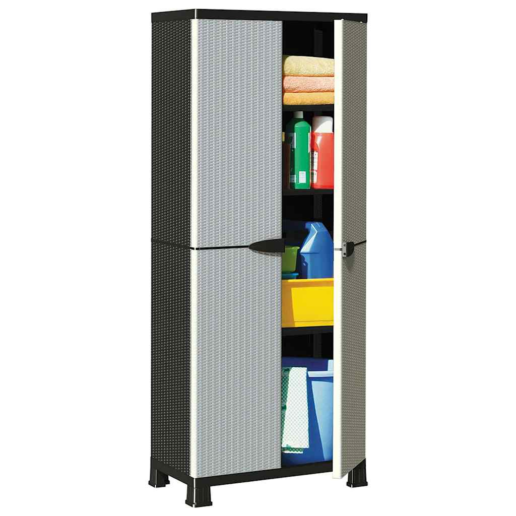 Image of Plastic Cabinet Household Cabinet Cabinet Garden Cabinet Balcony Cabinet Utility Cabinet Workshop Cabinet 68x39x171.5cm Rattan Design