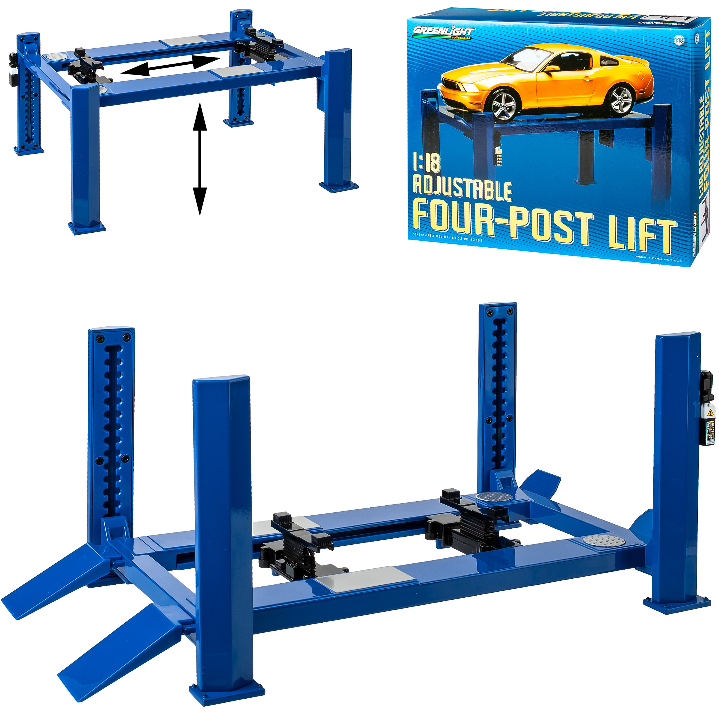 Blue Workshop Lift With Adjustable Function For 1/18 Model Car