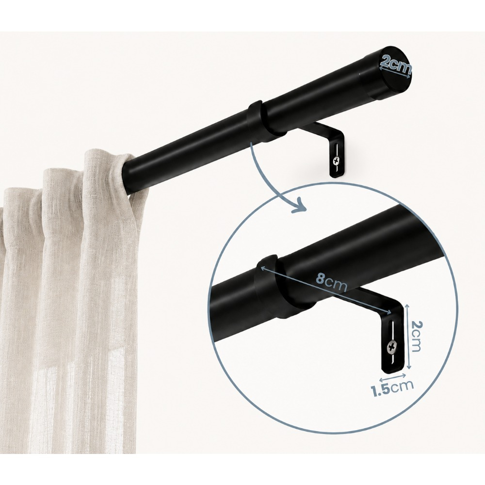 TEMU Barra cortinas extensible con Soportes, 3 metros, Barra de Metal para Ventana, Ideal para Salón, Dormitorio, Cocina, Negro y