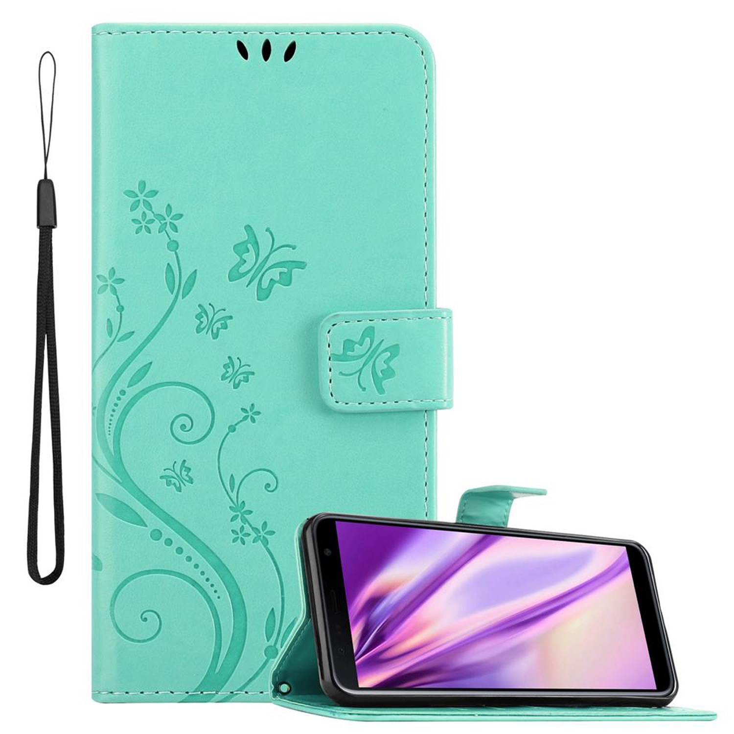 Case Compatible For Galaxy J6 Plus Protective Cover With Magnetic Closure, Stand Function And Card Slots Flip Case Flower Cover Phone Case Foldable Case Book Bag