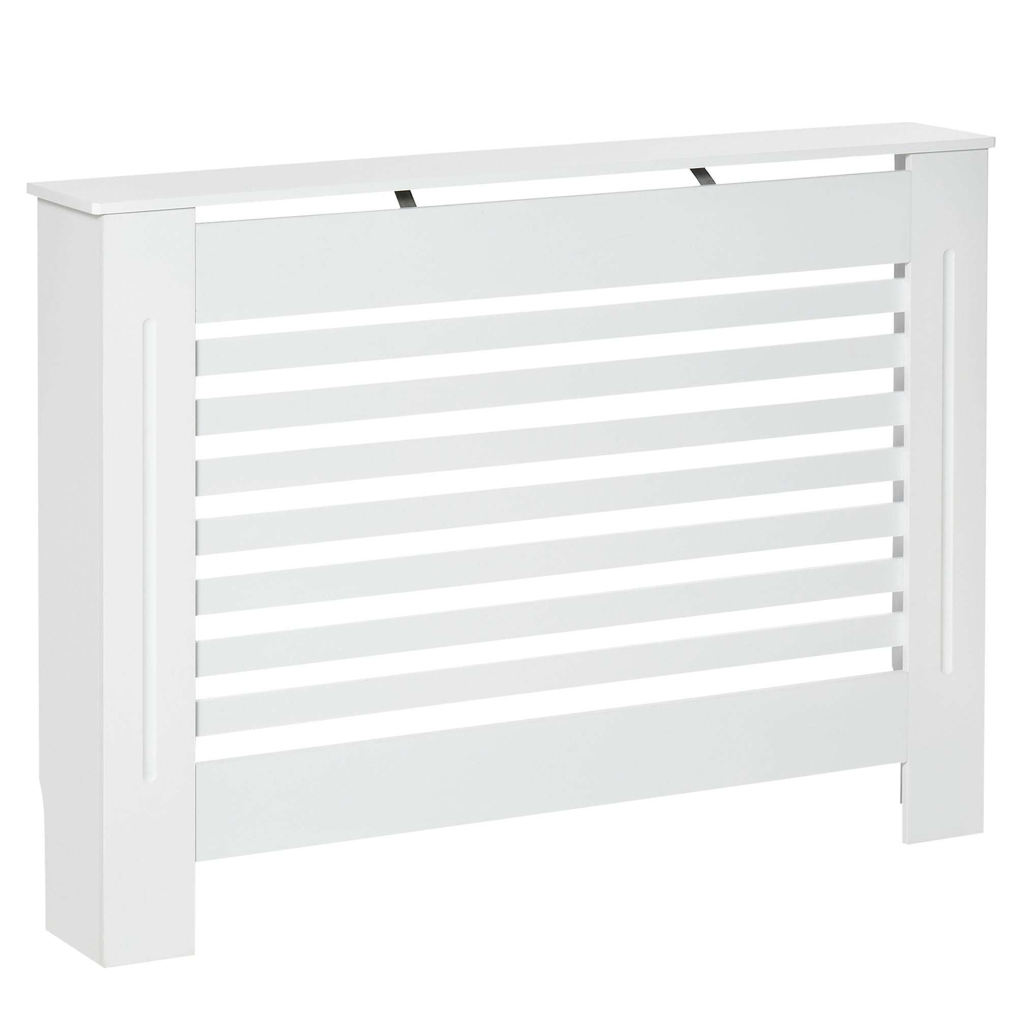 TEMU HOMCOM Cache-radiateur couverture radiateur Design à Lattes Panneau Cabinet dim. 112L x 19l x 81H cm MDF Blanc