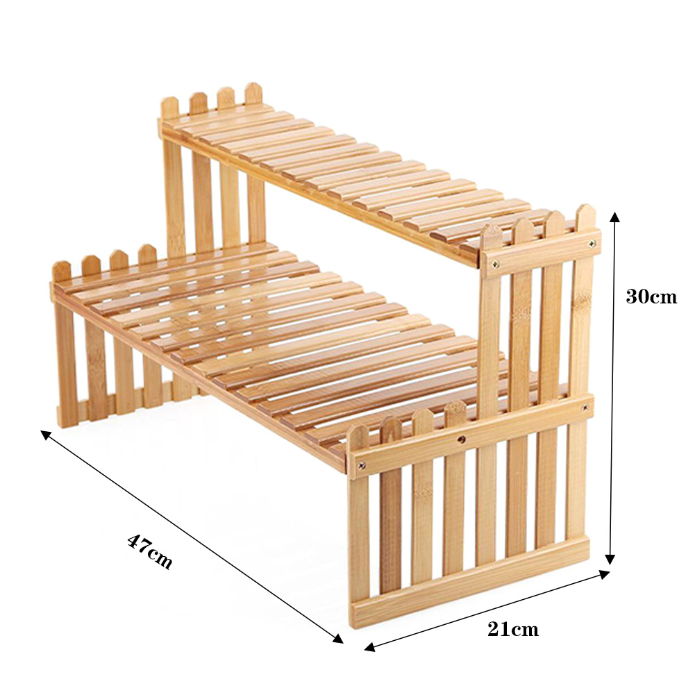 2-Layer Mini Wooden Plant Rack for Display