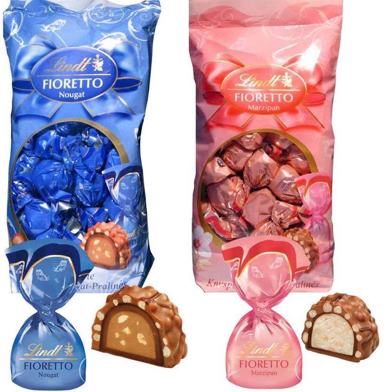 Lindt Fioretto Marzipan & Nougat 600 G - Alpine Milk Chocolate Crisp Pralines