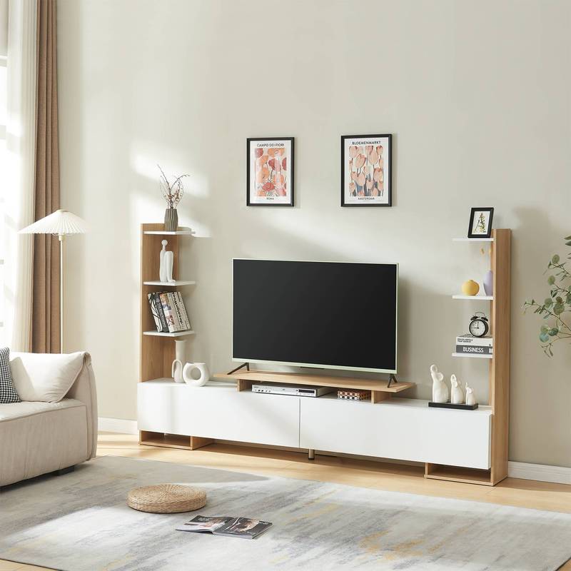 Rauki Tv Cabinet With Side Shelves, 233 X 31 X 141 Cm