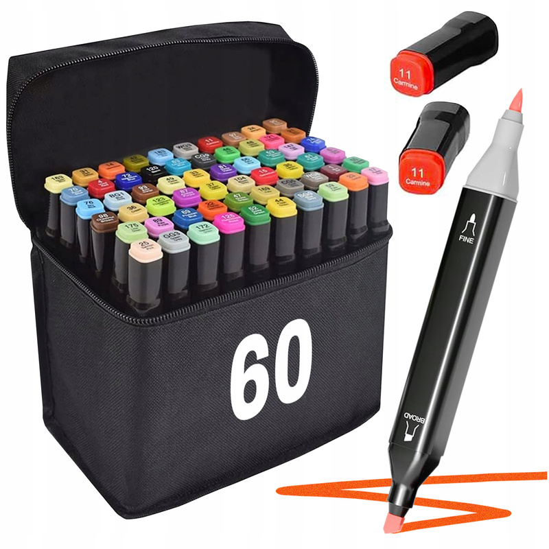 TEMU Alcohol Markers Set Of 60 Pieces, Double-sided Flamingo Markers, Dual Tips 1-2mm / 3-6mm, Waterproof, , Colors, Non-piercing, Perfect For