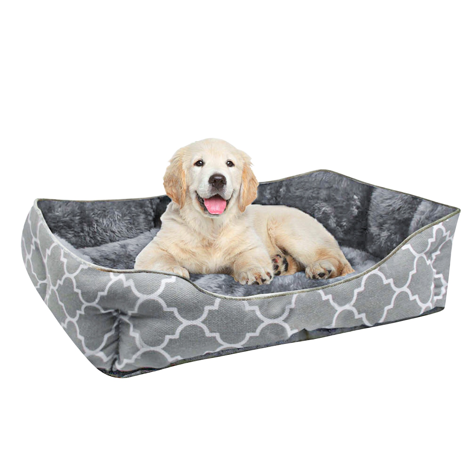 Image of Plush Home Pet Bed With Double-sided In Blue-gray - Soft Round Non-slip Dog Bed Cat Bed Cushion Comfortable Dog Sofa Cat Sofa