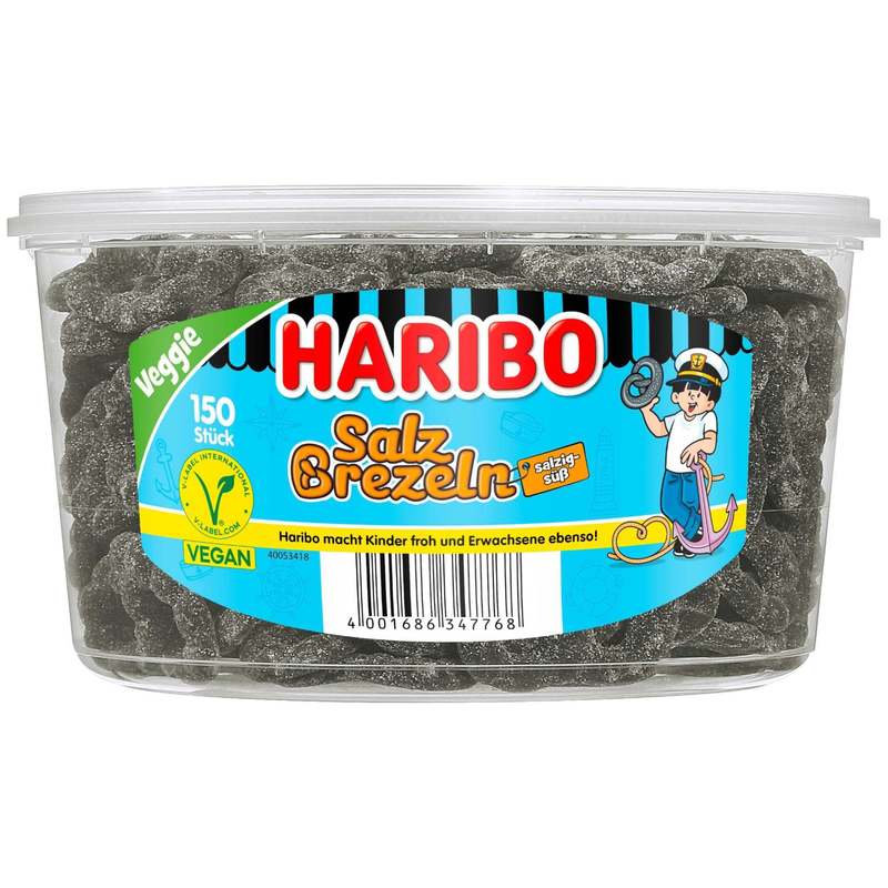 Image of Haribo Salted Pretzels, 150 Pieces, 1050 G | Licorice Pretzels, Salty | Licorice Candies, Large Pack | Candy Mix For Parties, Stocking, And Snacking