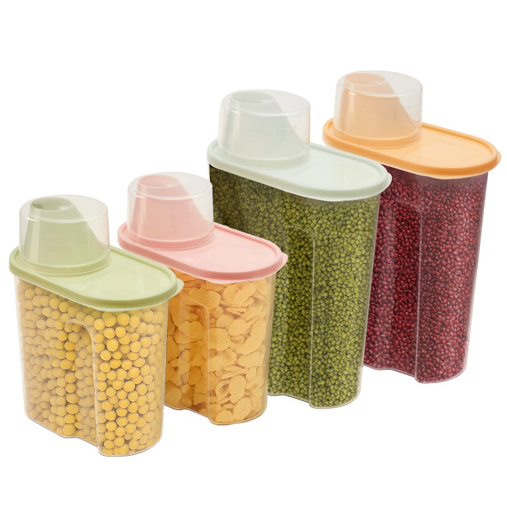 4-piece Set Of Airtight Storage Containers – Grain Containers (2.2l/1.9l) – Suitable For Grains, Sugar, And Kitchen Storage
