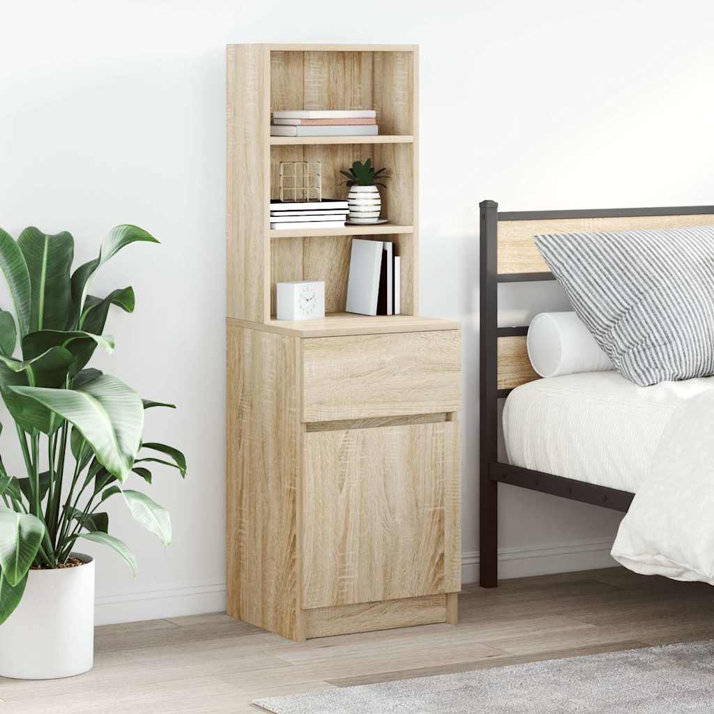 Image of Vidaxl Nightstand Oak 39x35x125 Cm Wood, Nightstand, Bedroom Furniture, Nightstand, Night Console, Side Table