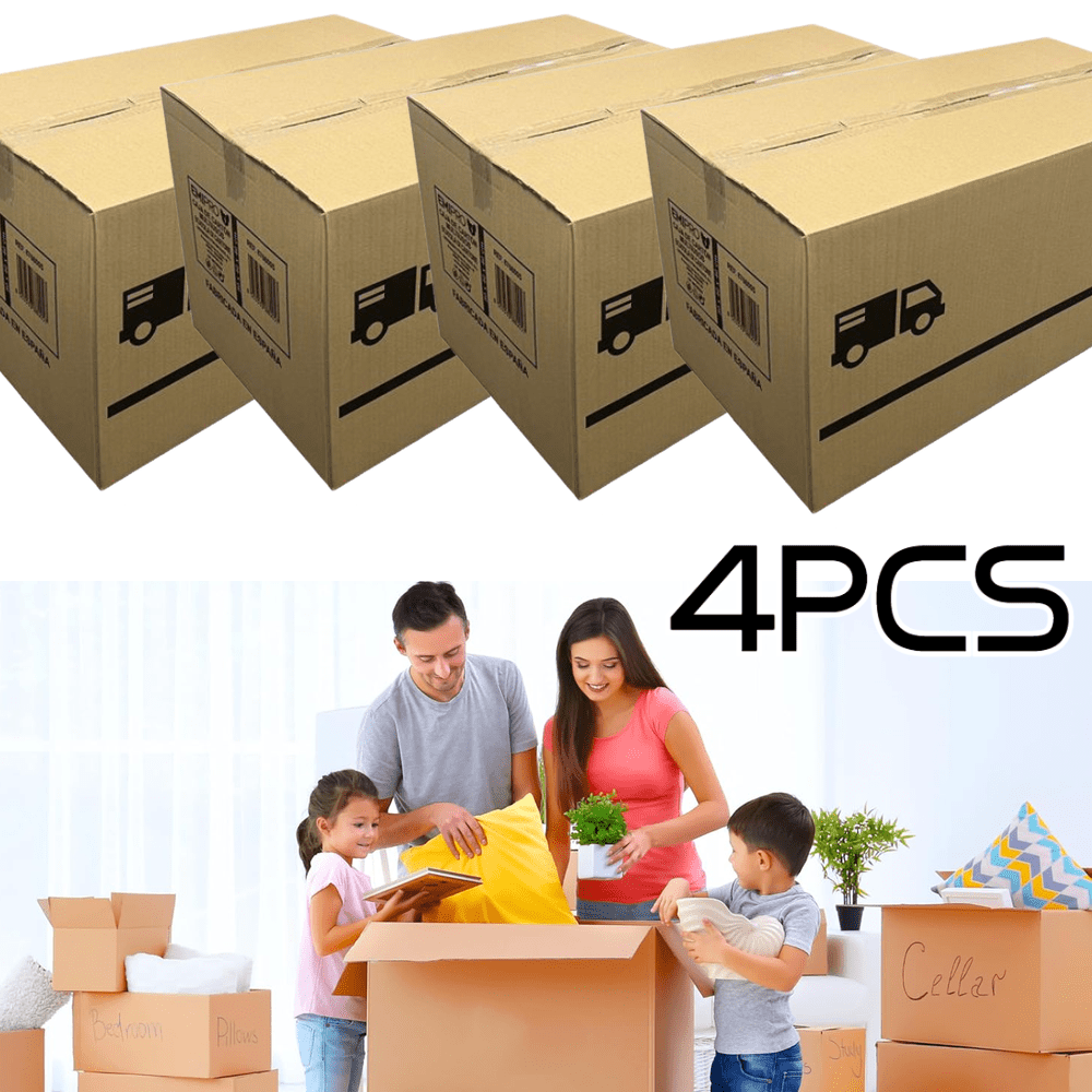 E-shop 4 Stück Kartons zum Verpacken, braune Wellpappkartons für Versand, Expressversand, , Pakete, Expressverpackungen, große Kartons 500 mm –