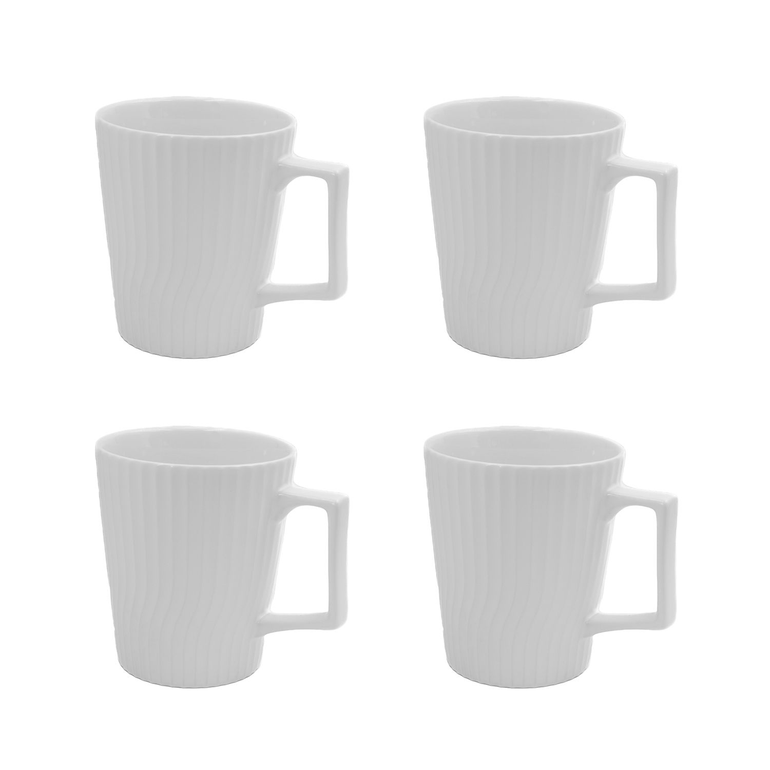 Intirilife Coffee Cup White 400 Ml Tea Cup Coffee Cup With Ripple Pattern, Mug With Handle, Drinking Cup For Coffee, Tea, Milk