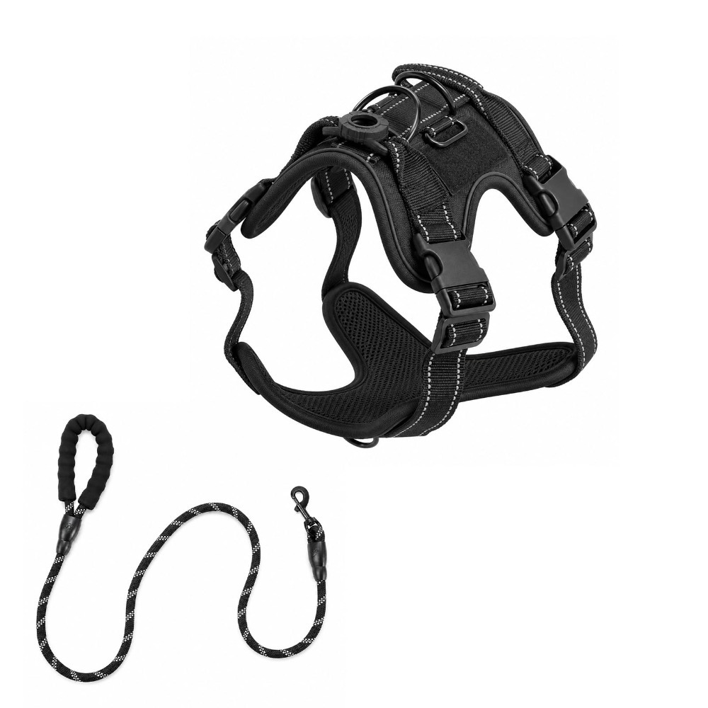 Heavy Duty Large Dog Harness with Top Handle & Shock-Absorbing Bungee Attachment