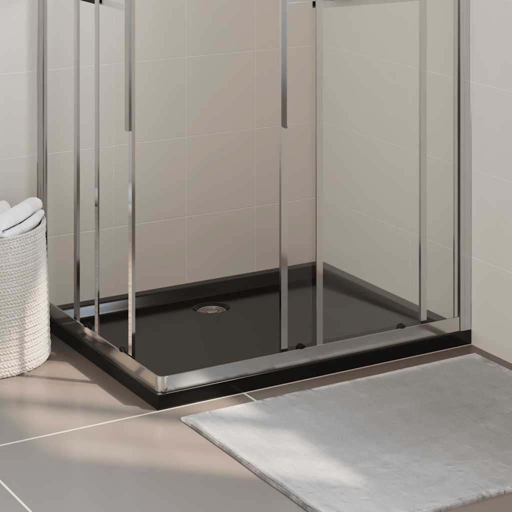 Vidaxl Low Threshold Shower Tray, Shower Bathtub, Shower Basin, Shower Pan, Bathroom, Abs, Rectangular, Black, 80x100cm