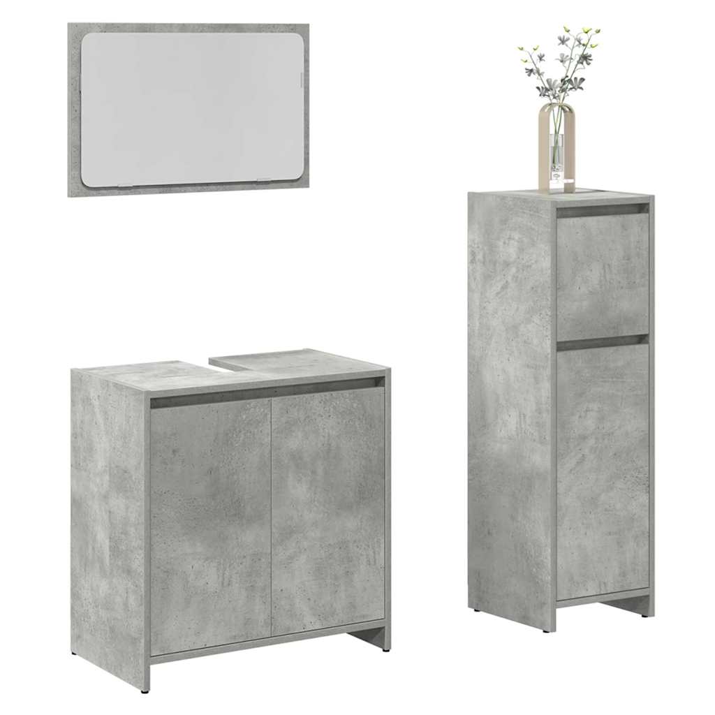 

3-piece Bathroom Furniture Set Concrete Material