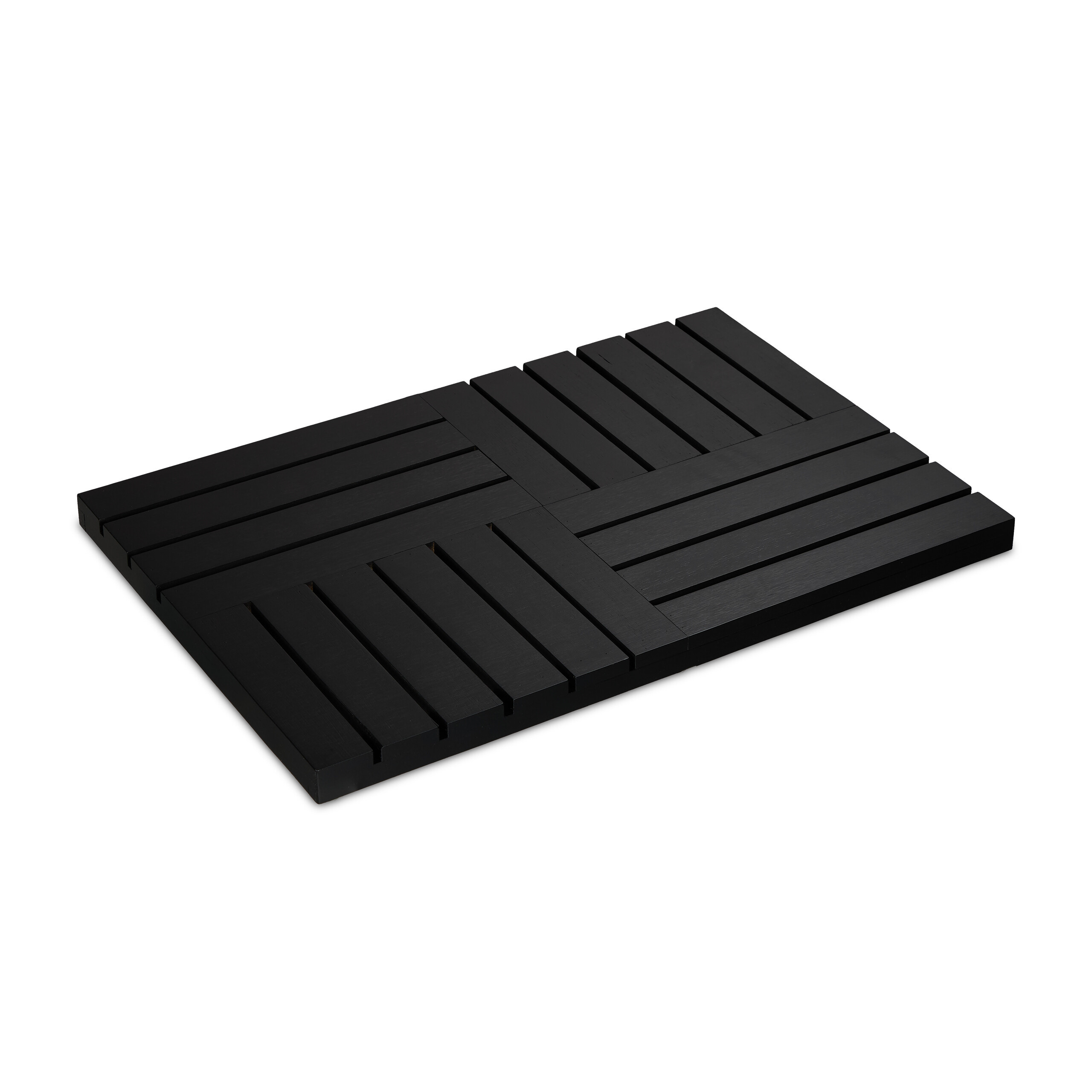 Bamboo Bath Mat In Black - 61 X 40 Cm