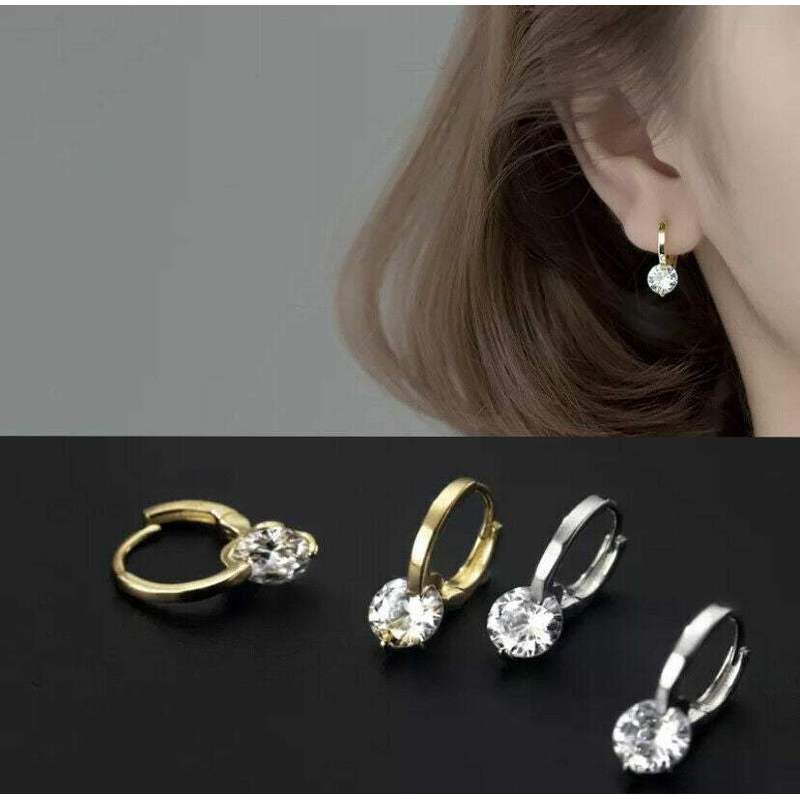 Image of Creole 925 Sterling Silvery Zirconia Ladies Earrings Vipfashion797