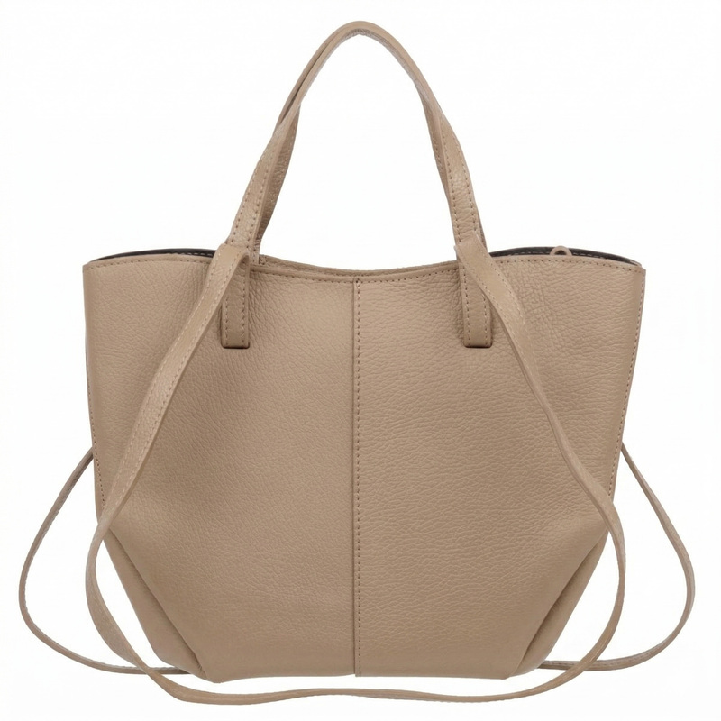 Image of Leather Handbag With Kaletnik Pouch Beige